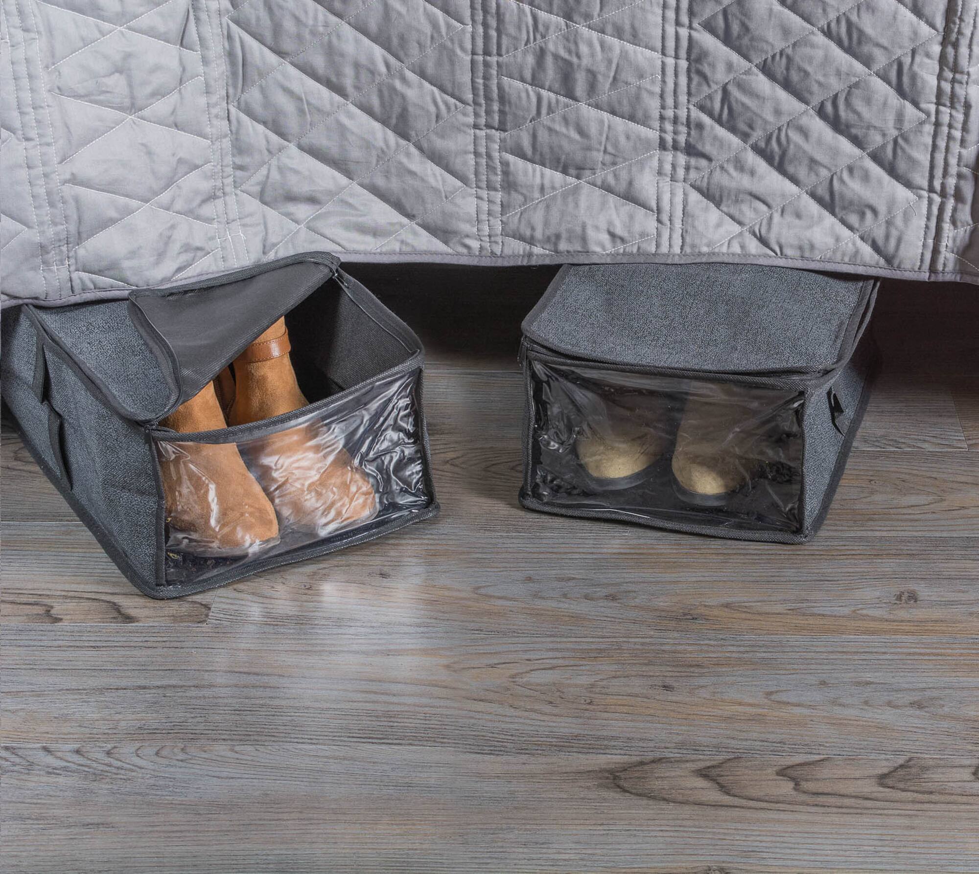 DII® Black Linen Under-The-Bed Shoes Soft Storage Set, 2ct.
